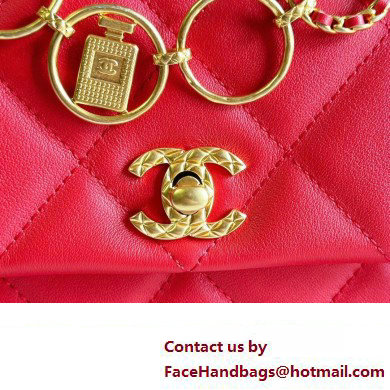 Chanel Lambskin  &  Gold-Tone Metal Badges Mini Flap Bag AS4274 Red 2023